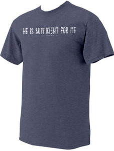 "He is Sufficient" St. Bernadette Heather Navy T-Shirt